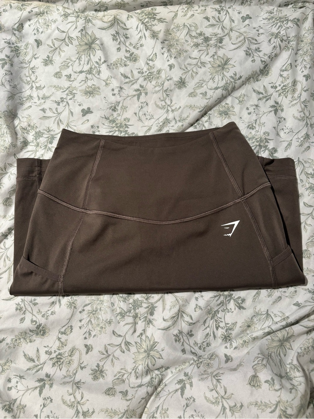 Gymshark Brown High-Waist Active Skort with Logo
